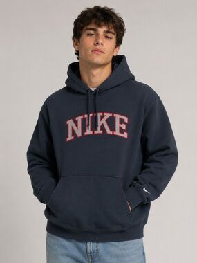 Vintage Y2K Nike Spell Out Mens Black XL Hoodie Sweatshirt